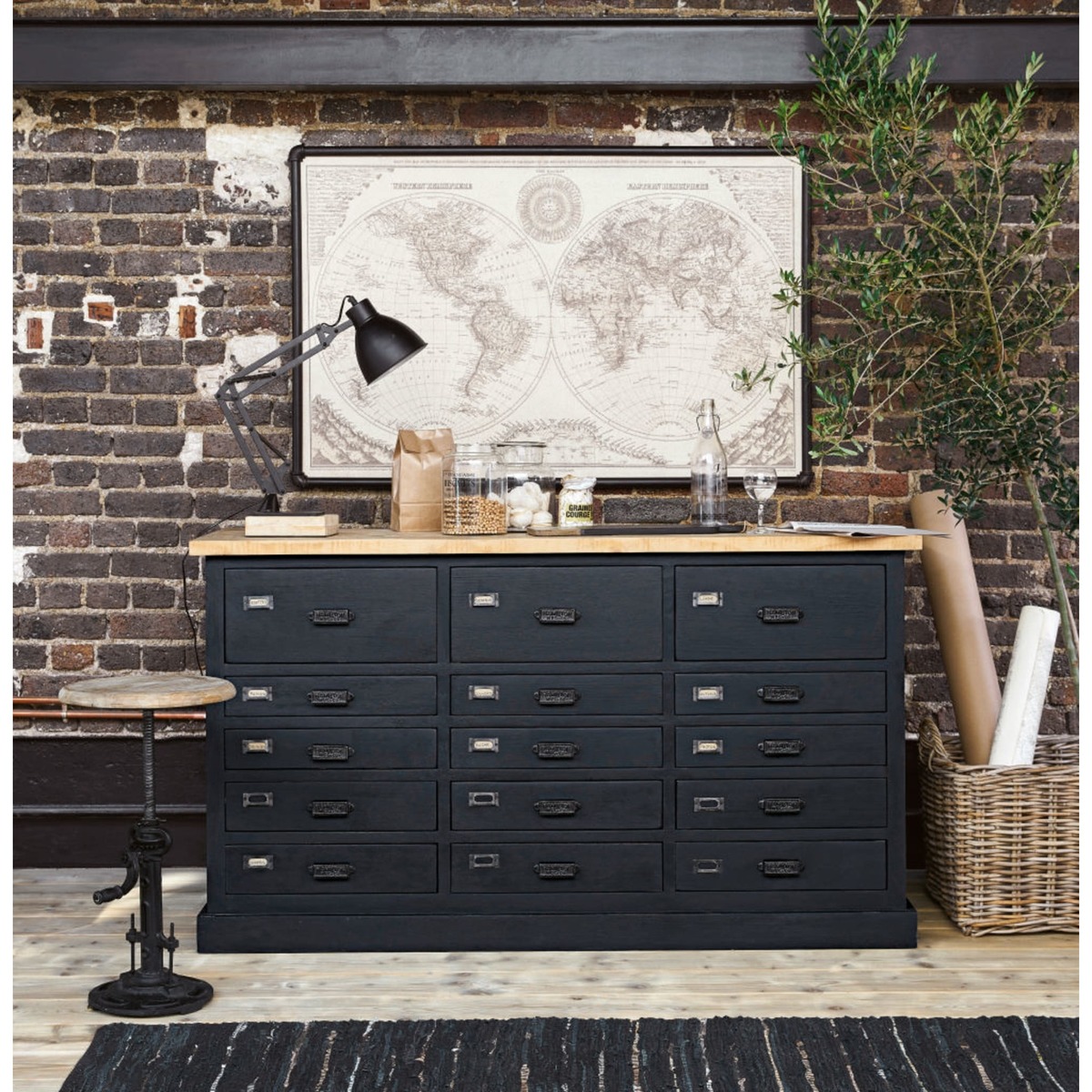 BARRY - Matte Black Solid Mango Wood and Recycled Pine 15-Drawer Bar – image 6