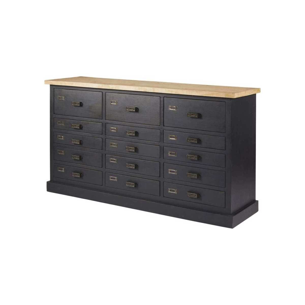 BARRY - Matte Black Solid Mango Wood and Recycled Pine 15-Drawer Bar – image 2