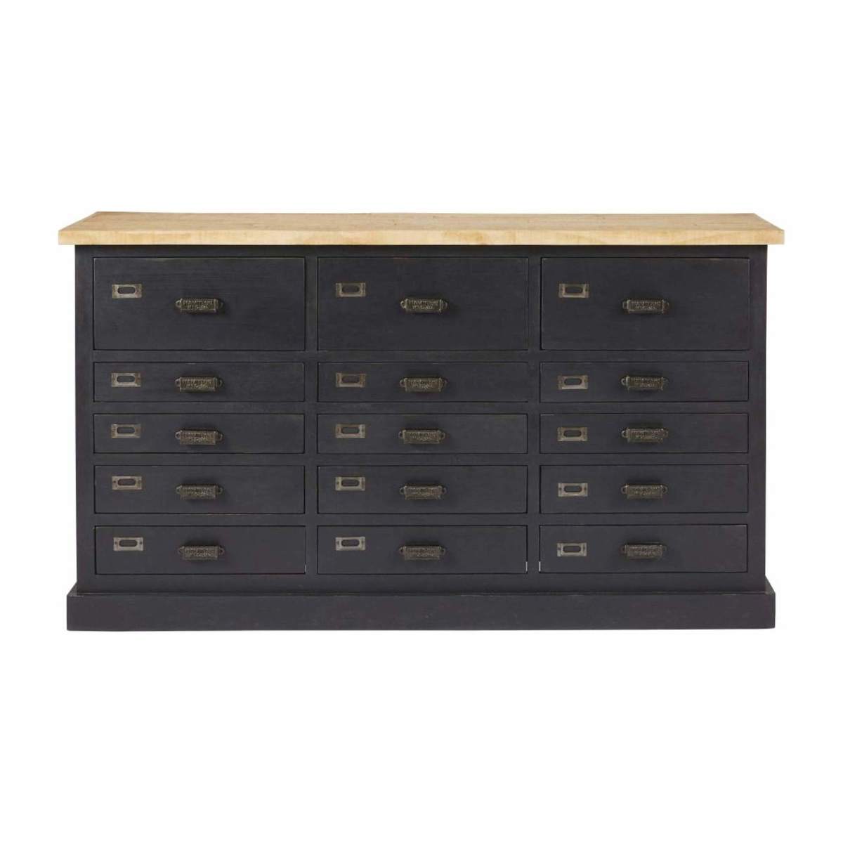 BARRY - Matte Black Solid Mango Wood and Recycled Pine 15-Drawer Bar – image 1