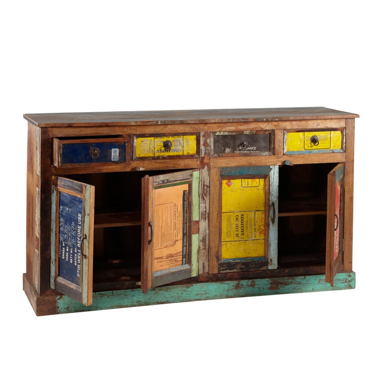 RÉCUP - Multicoloured Recycled Wood Sideboard, W 165 – image 4