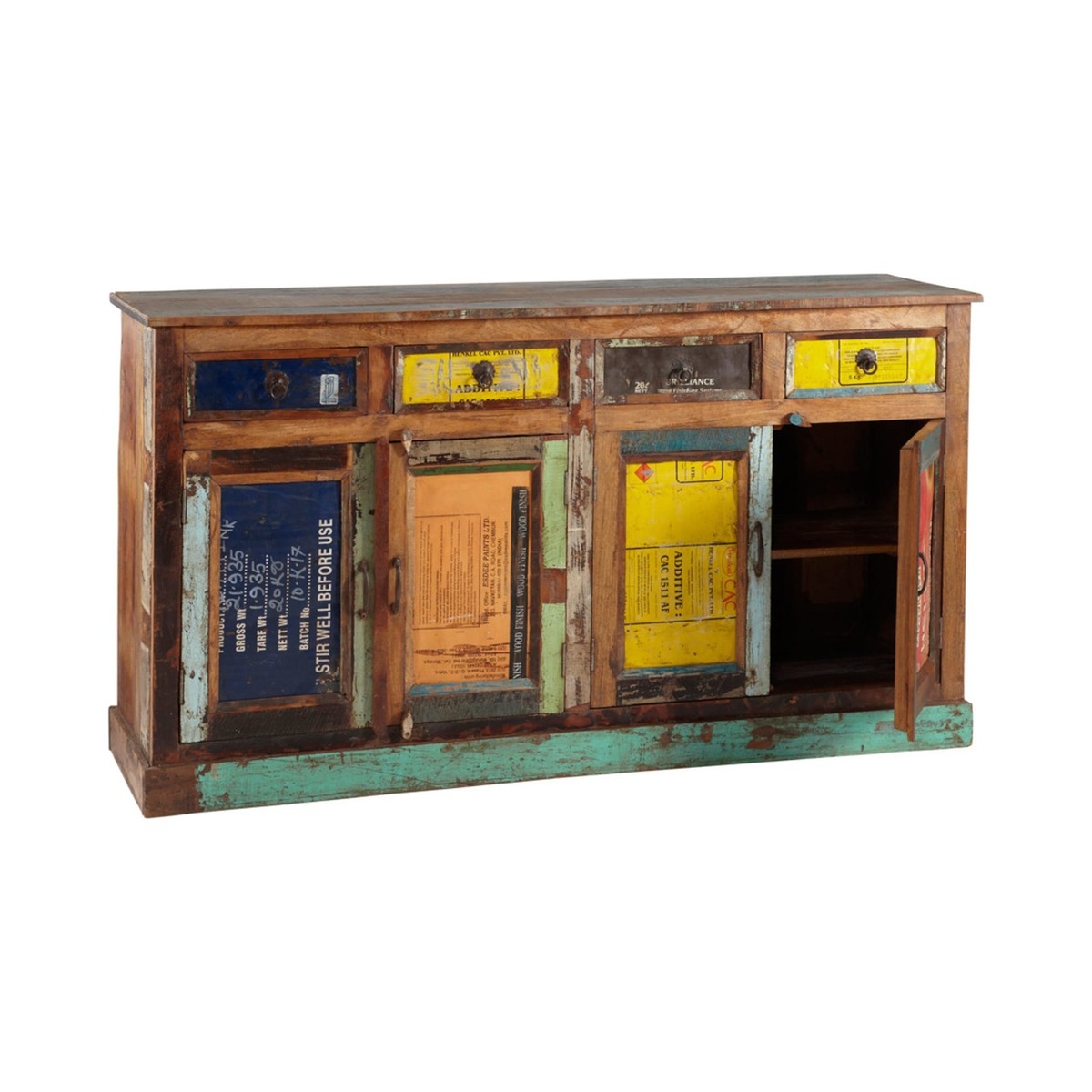 RÉCUP - Multicoloured Recycled Wood Sideboard, W 165 – image 2