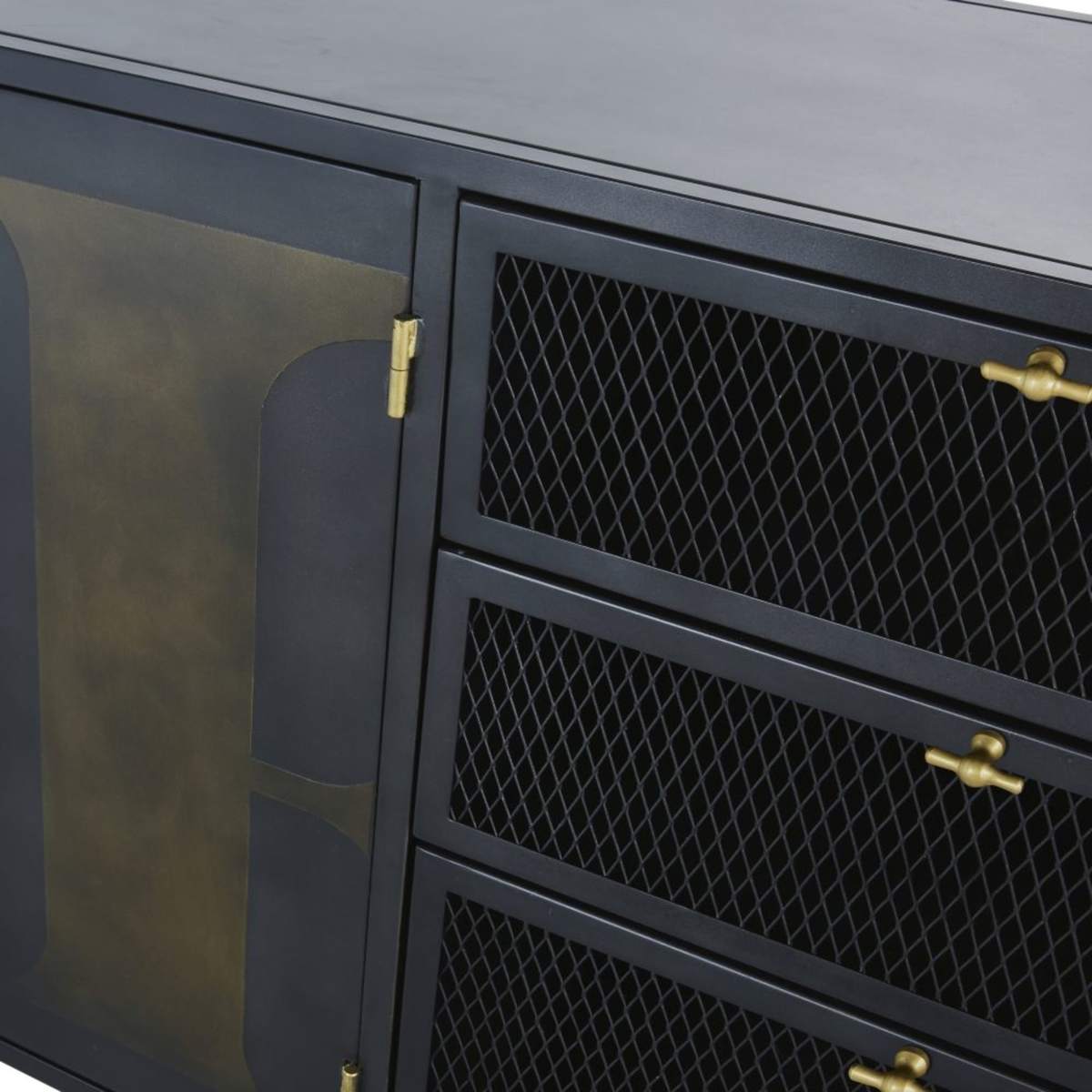 Printed Anthracite Grey Metal 2-Door 3-Drawer Sideboard Rockefeller – image 3