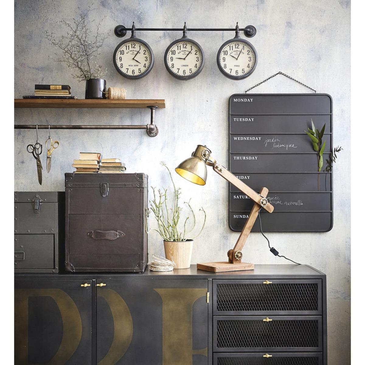 Printed Anthracite Grey Metal 2-Door 3-Drawer Sideboard Rockefeller – image 4