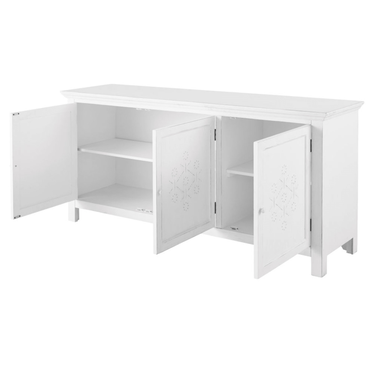 White Textured Decoration 3-Door Pine Sideboard Bianca – image 2