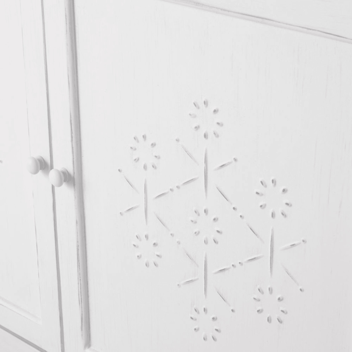 White Textured Decoration 3-Door Pine Sideboard Bianca – image 3