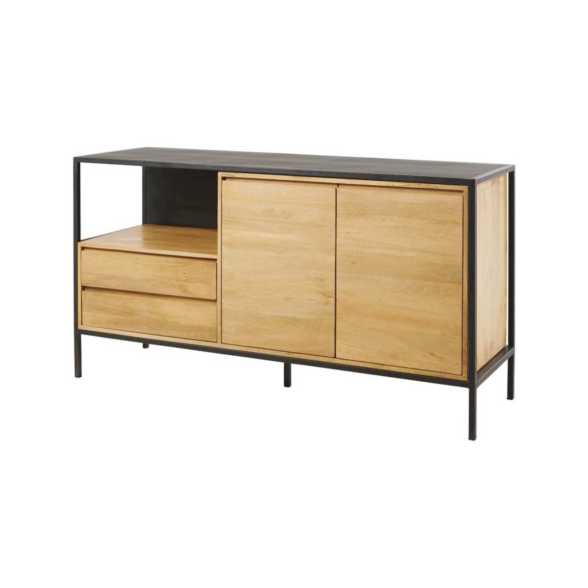 WAYAMPI - Solid Mango Wood and Black Metal 2-Door 2-Drawer Sideboard – image 2