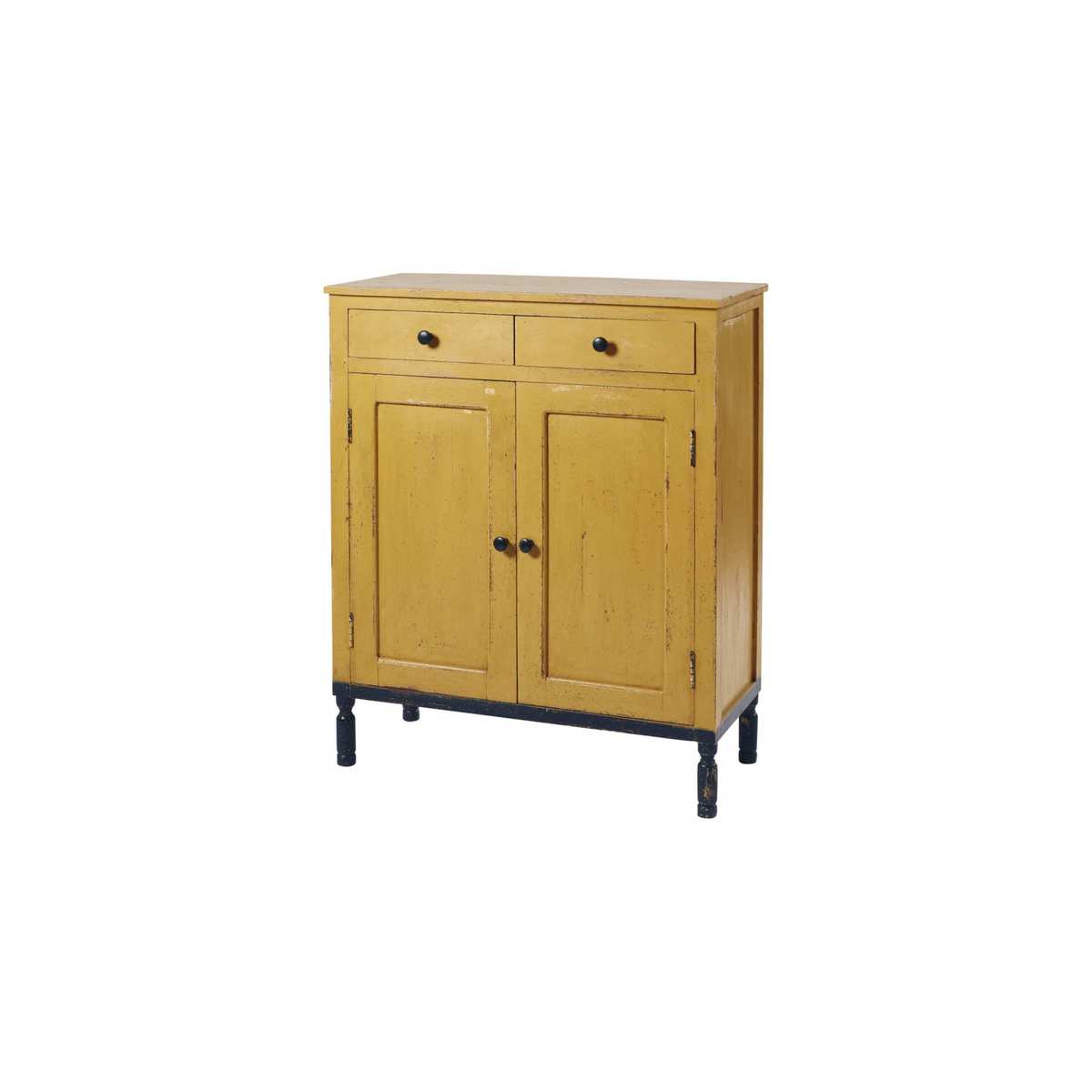 TIAGO - Yellow and Black Solid Mango Wood 2-Door 2-Drawer Tall Sideboard – image 2