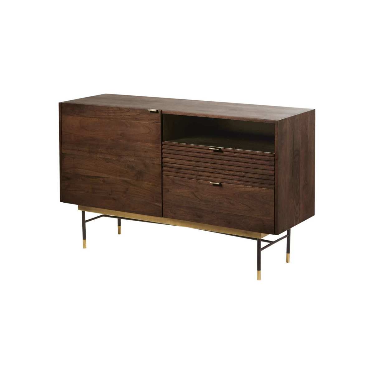 Black Metal and Acacia 1-Door 2-Drawer Sideboard Sterling – image 2