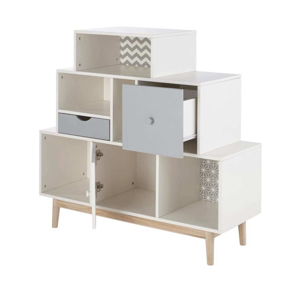 White and Grey 2-Drawer 1-Door Storage Cabinet Joy – image 3
