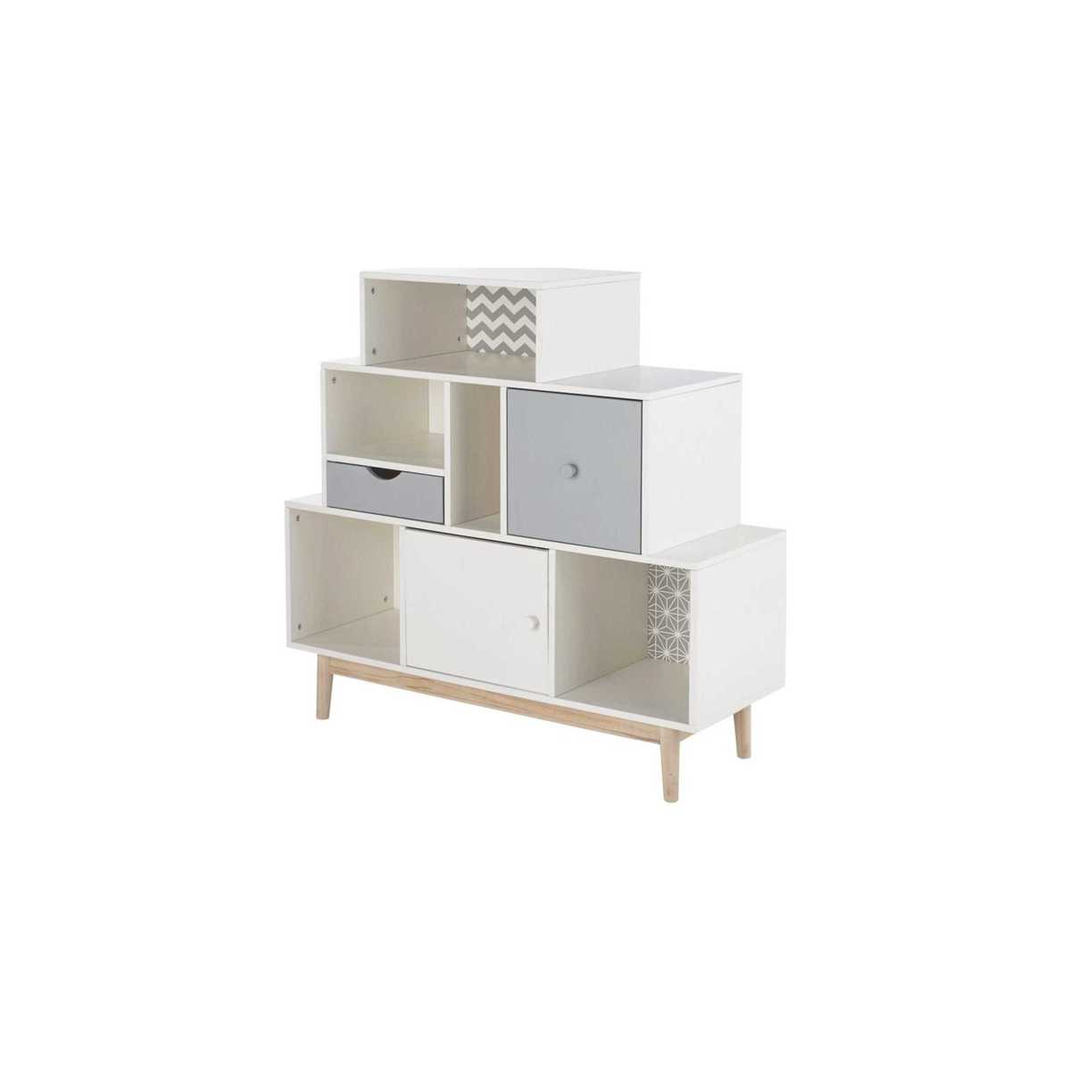White and Grey 2-Drawer 1-Door Storage Cabinet Joy – image 2