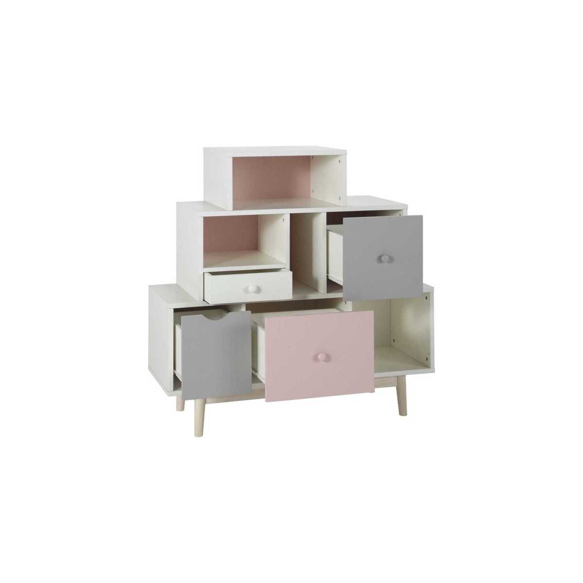 Storage Cabinet with 4 White, Pink and Grey Drawers Blush – image 2