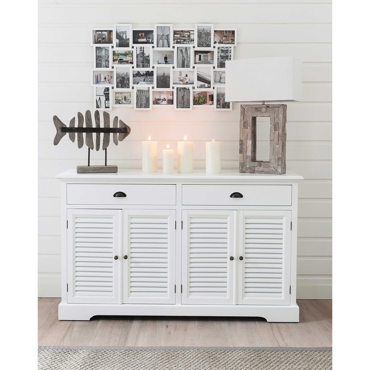 BARBADE - Wooden sideboard in white W 150cm – image 3