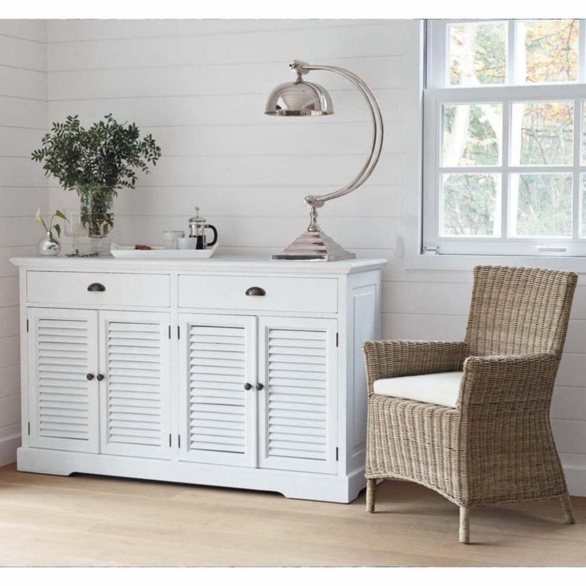BARBADE - Wooden sideboard in white W 150cm – image 5