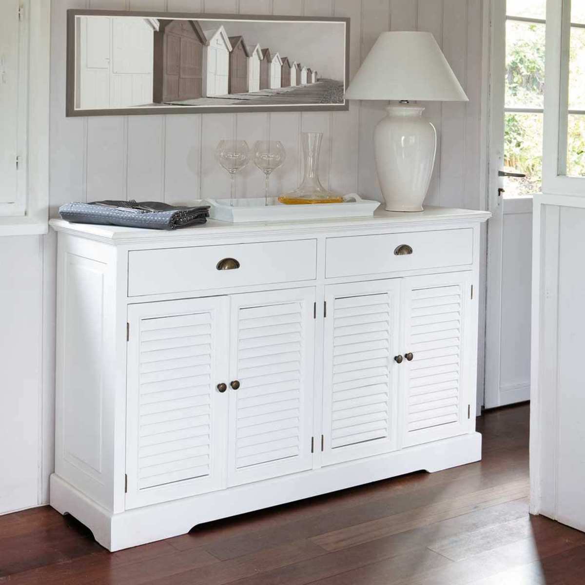 BARBADE - Wooden sideboard in white W 150cm – image 6