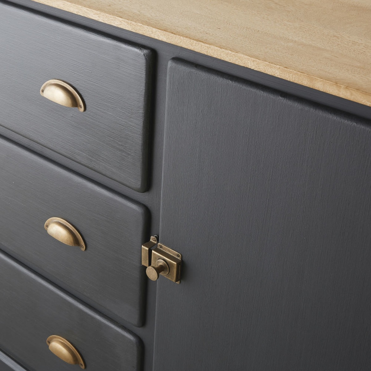 Slate Grey Solid Mango Wood 1-Door 3-Drawer Sideboard Cezanne – image 3