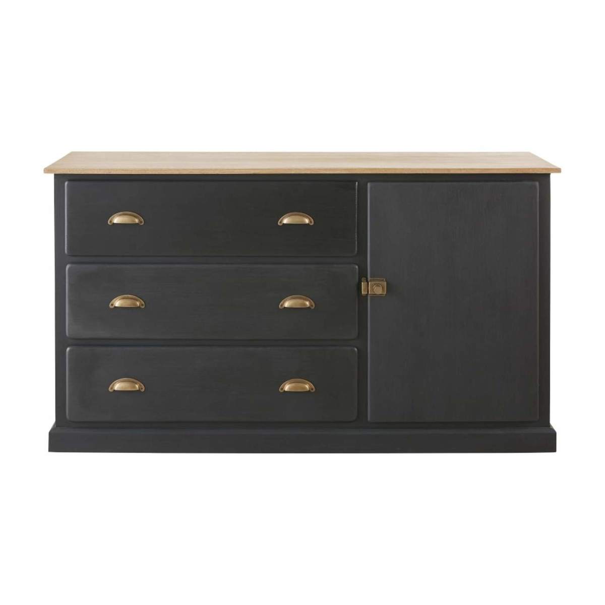 Slate Grey Solid Mango Wood 1-Door 3-Drawer Sideboard Cezanne – image 1