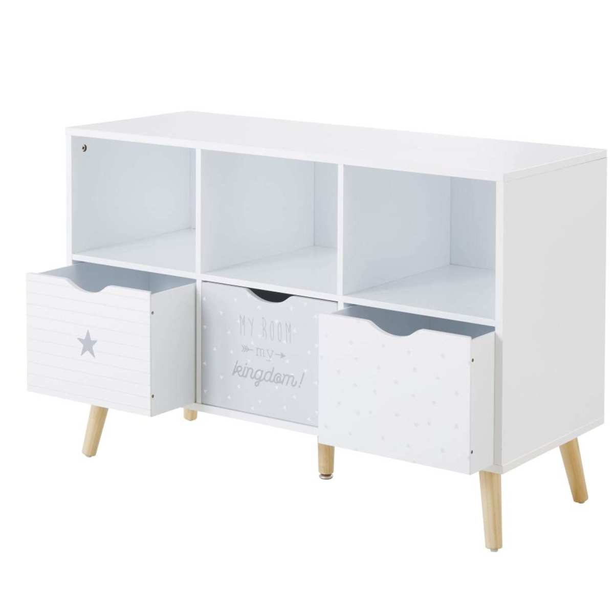 Grey and White Patterned 3-Drawer Storage Cabinet Dreams – image 3