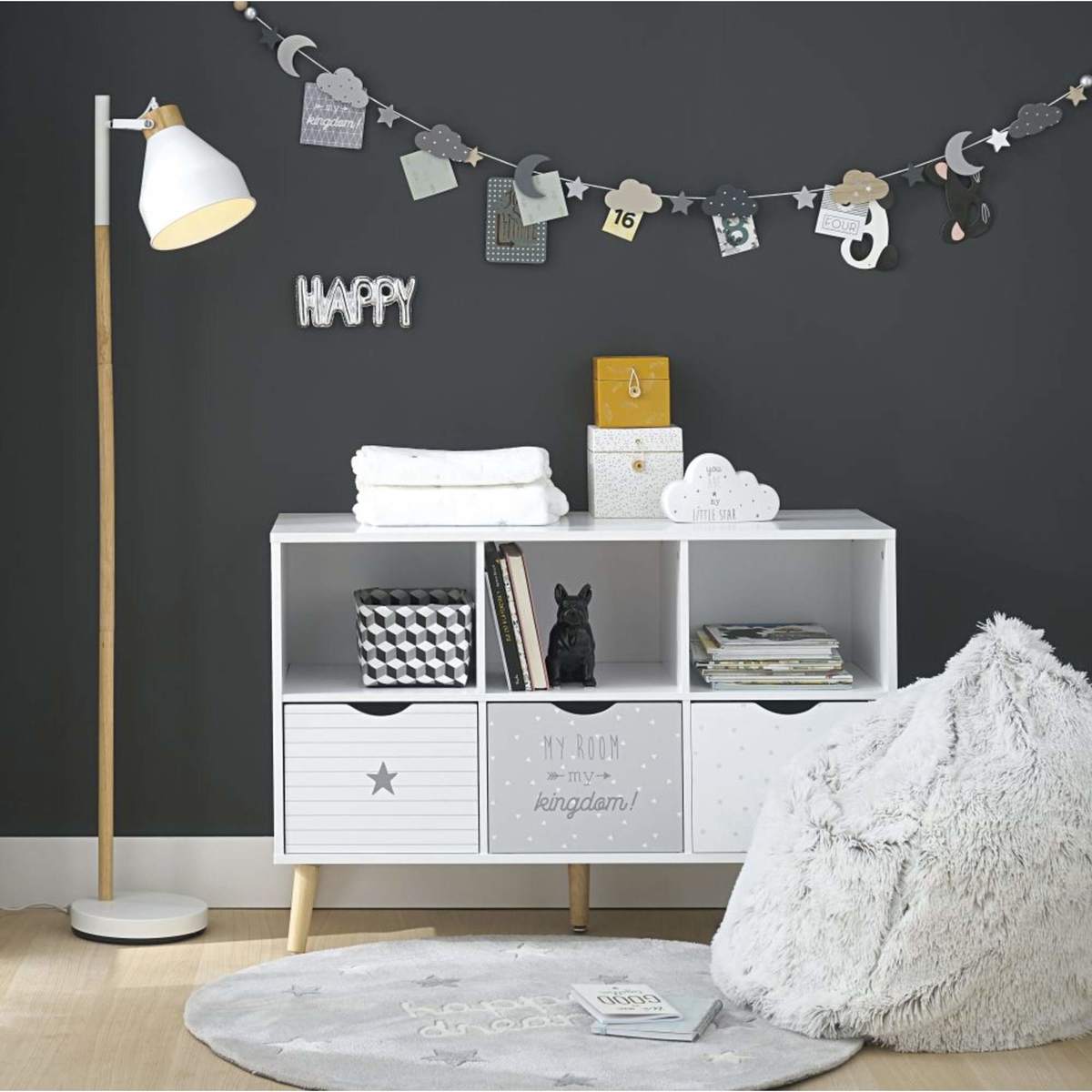 Grey and White Patterned 3-Drawer Storage Cabinet Dreams – image 5