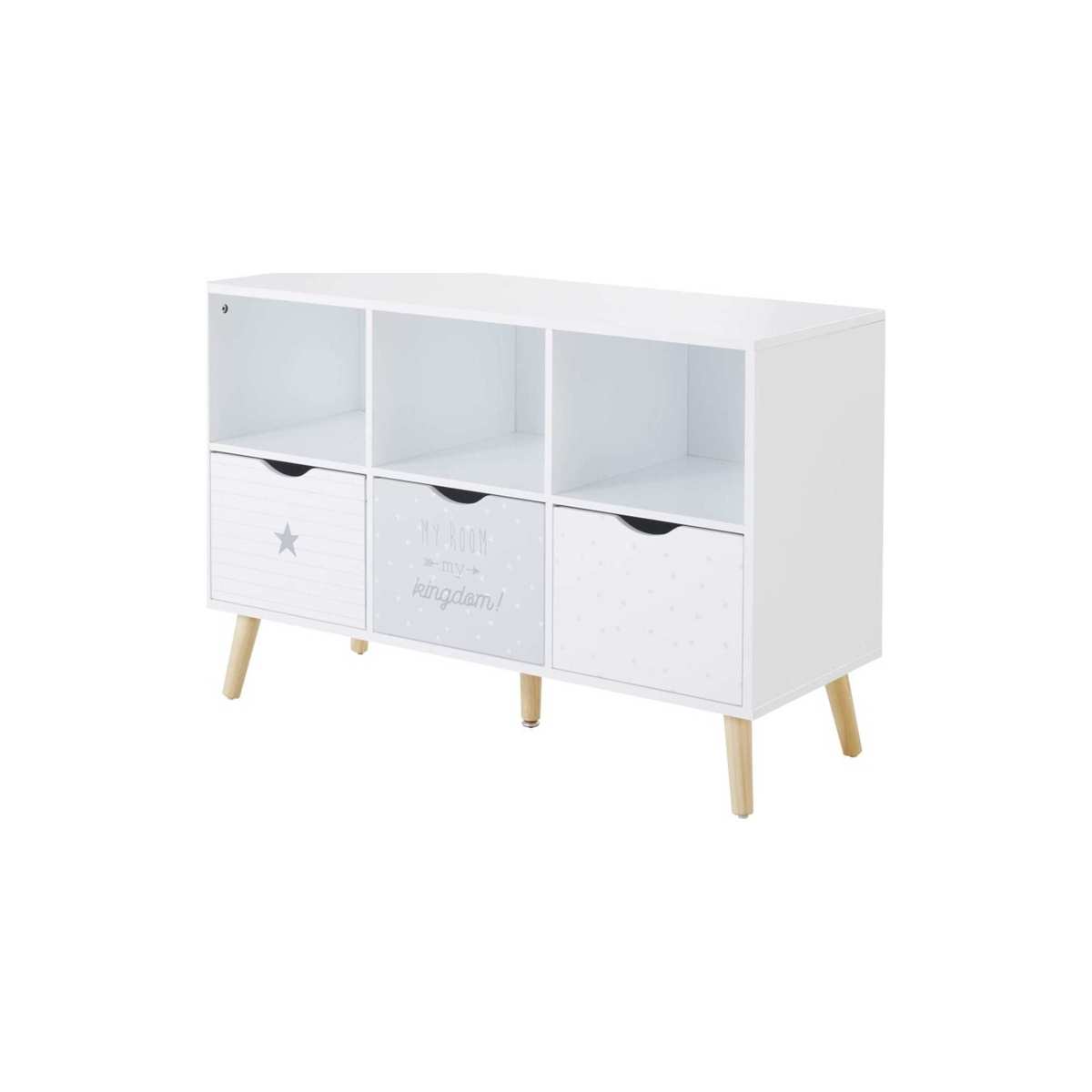Grey and White Patterned 3-Drawer Storage Cabinet Dreams – image 2