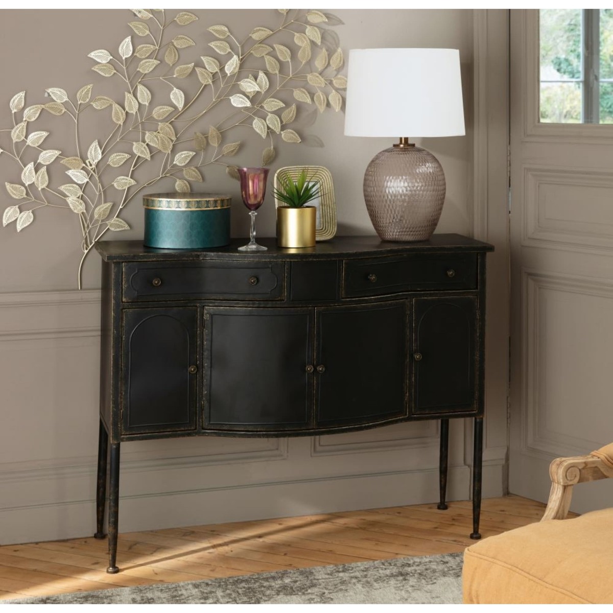ALIENOR - Black Metal 4-Door 2-Drawer Sideboard – image 8