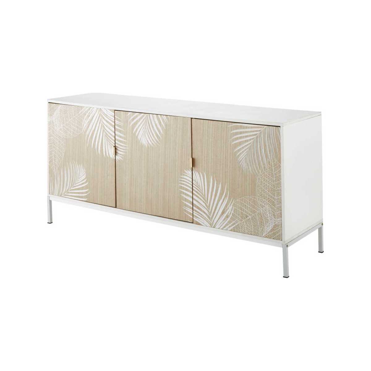 Two-Tone White Foliage Print 3-Door Sideboard Caracas – image 2