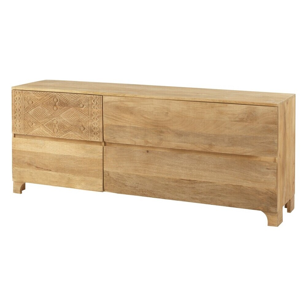Carved Solid Mango Wood 4-Drawer Sideboard – image 2