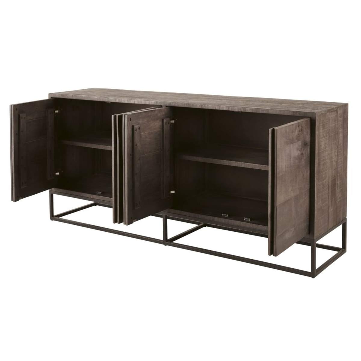 Solid Mango Wood and Matte Black Metal 4-Door Sideboard Lusaka – image 2