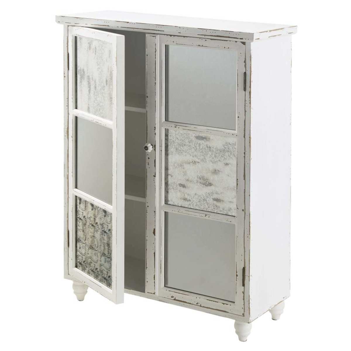 Aged Effect White 2-Door Storage Cabinet Faustine – image 3
