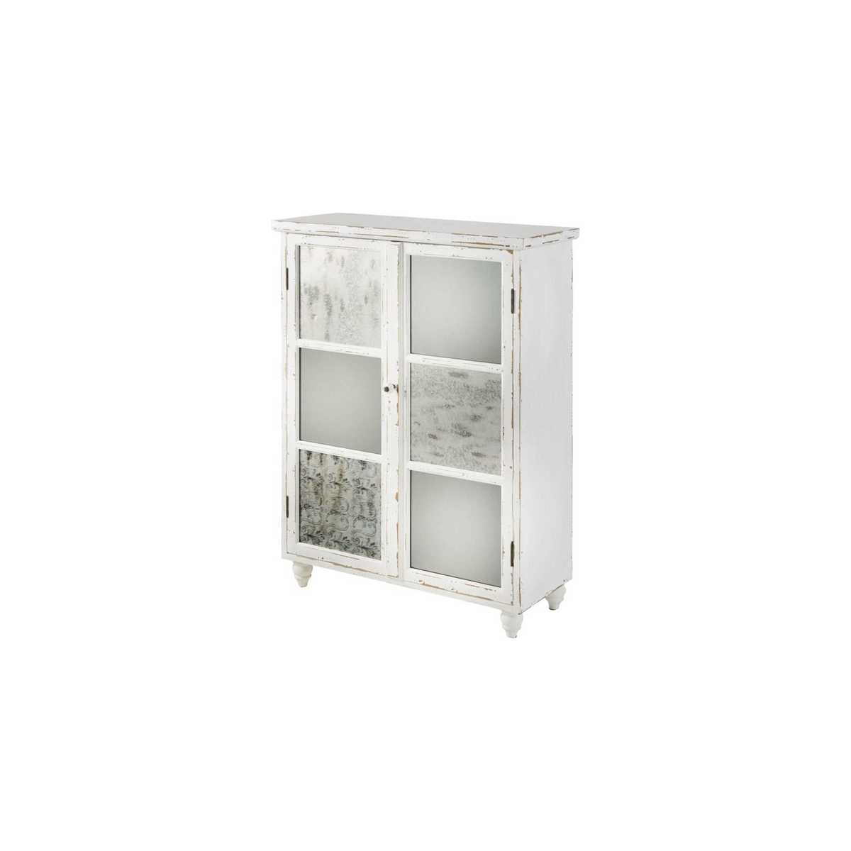 Aged Effect White 2-Door Storage Cabinet Faustine – image 2