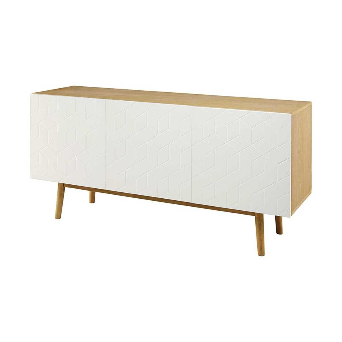 CUBIK - White 3-door sideboard with graphic motifs – image 2