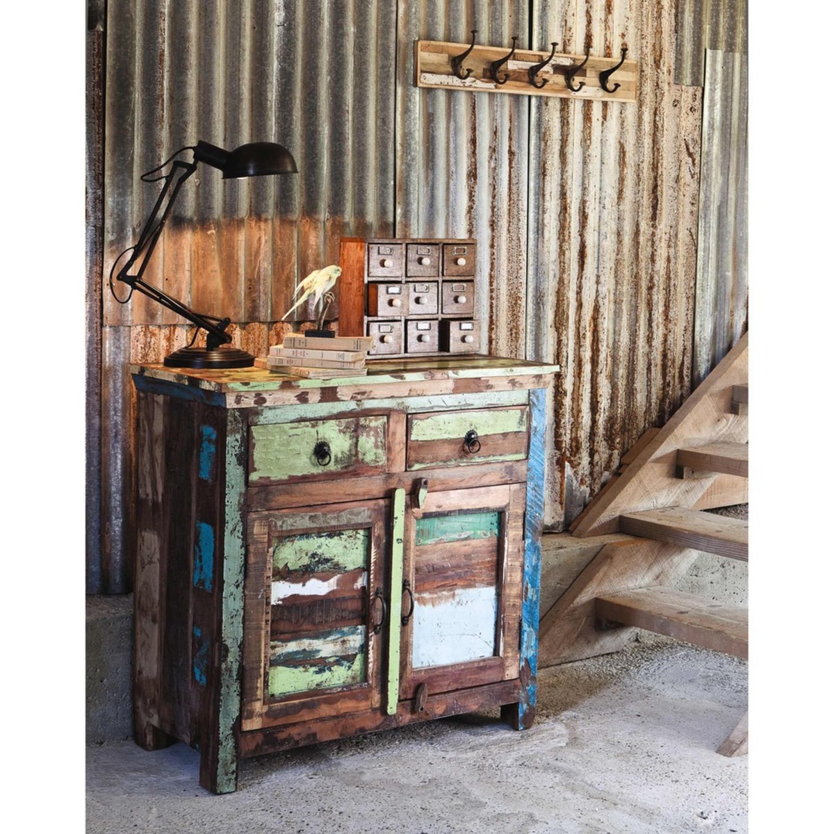 CALANQUE - Recycled wood sideboard, multicoloured W 90cm – image 3