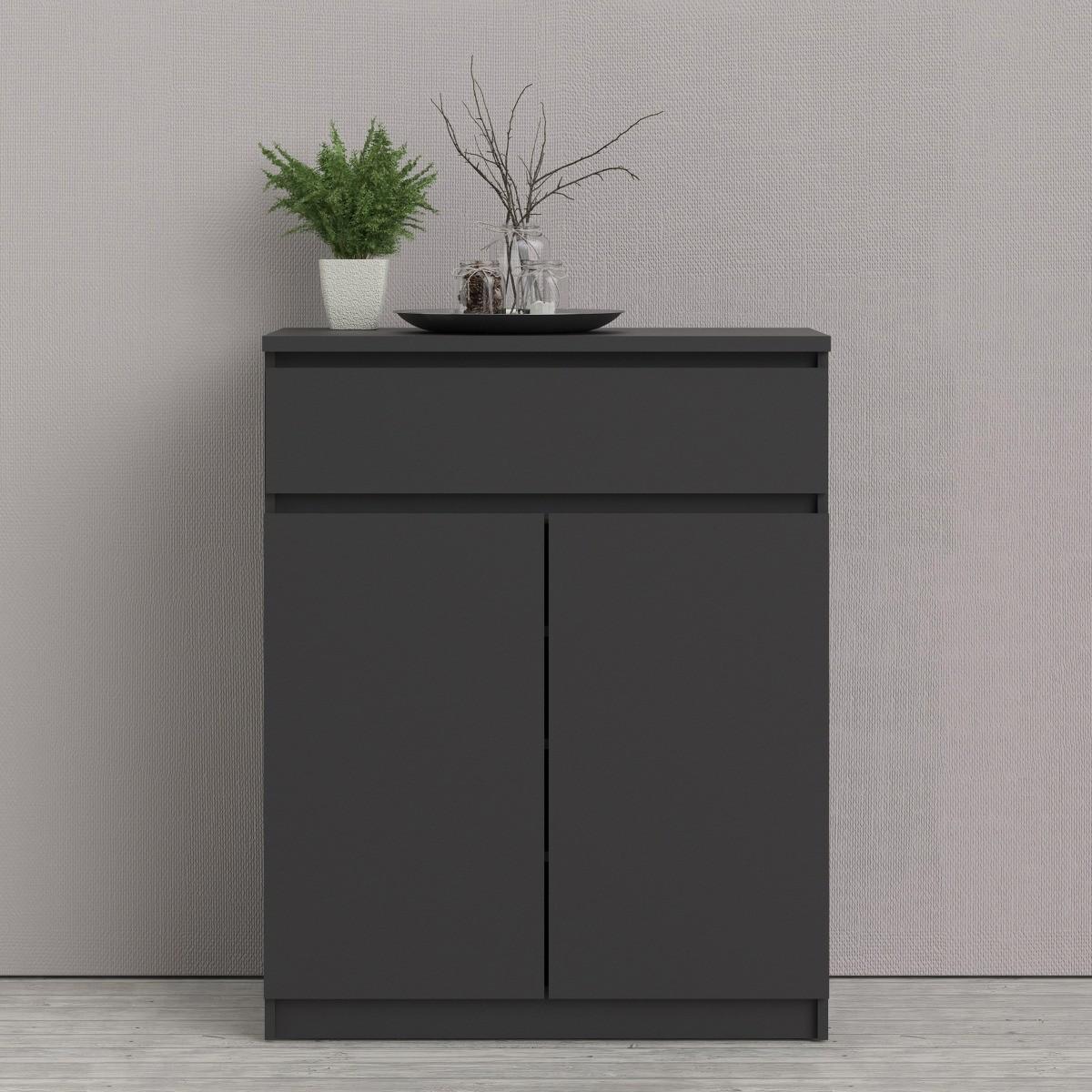 Naya Matt Black 1 Drawer 2 Door Sideboard – image 7