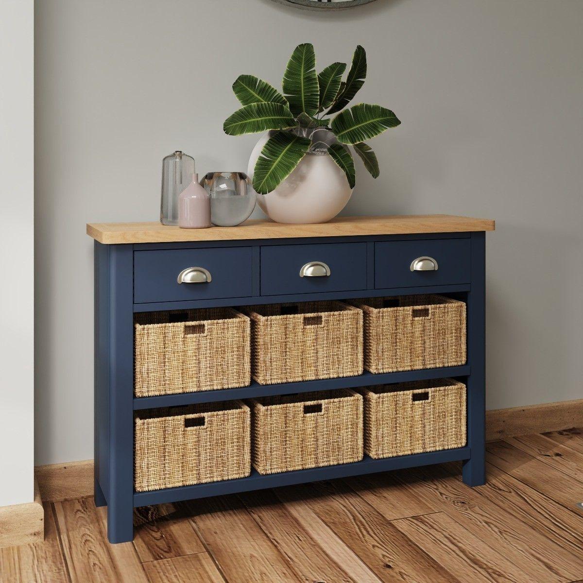 Cole Oak and Blue 9 Drawer Storage Unit – image 1