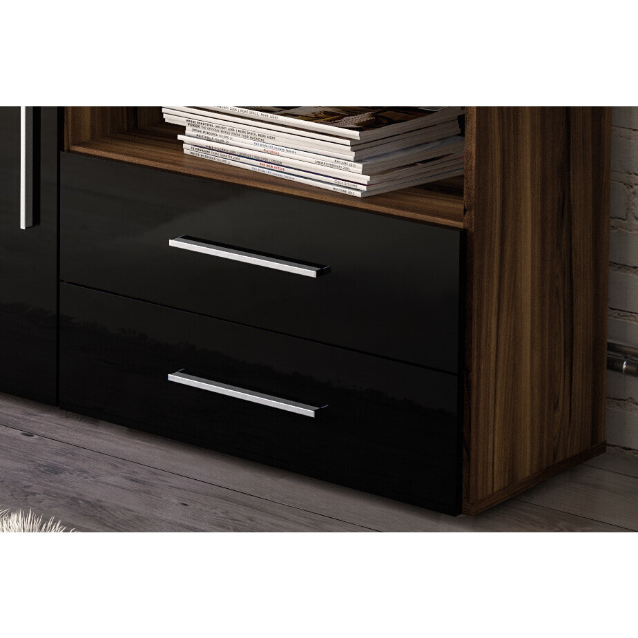 Edmund 1 Door 2 Drawer Walnut & Black Sideboard – image 3