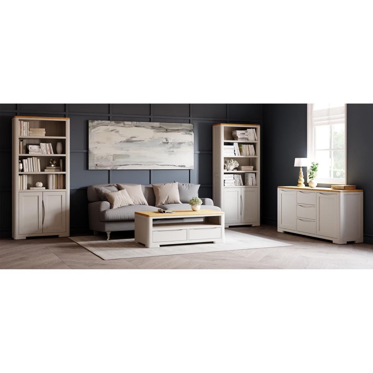 Alba Oak and Soft White Painted Small Sideboard – image 9