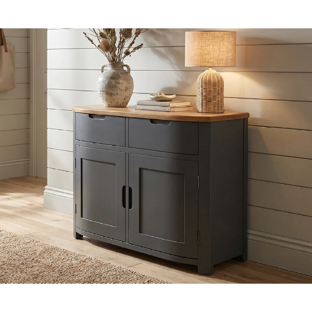 Bradwell Oak and Charcoal Painted Small Sideboard – image 4