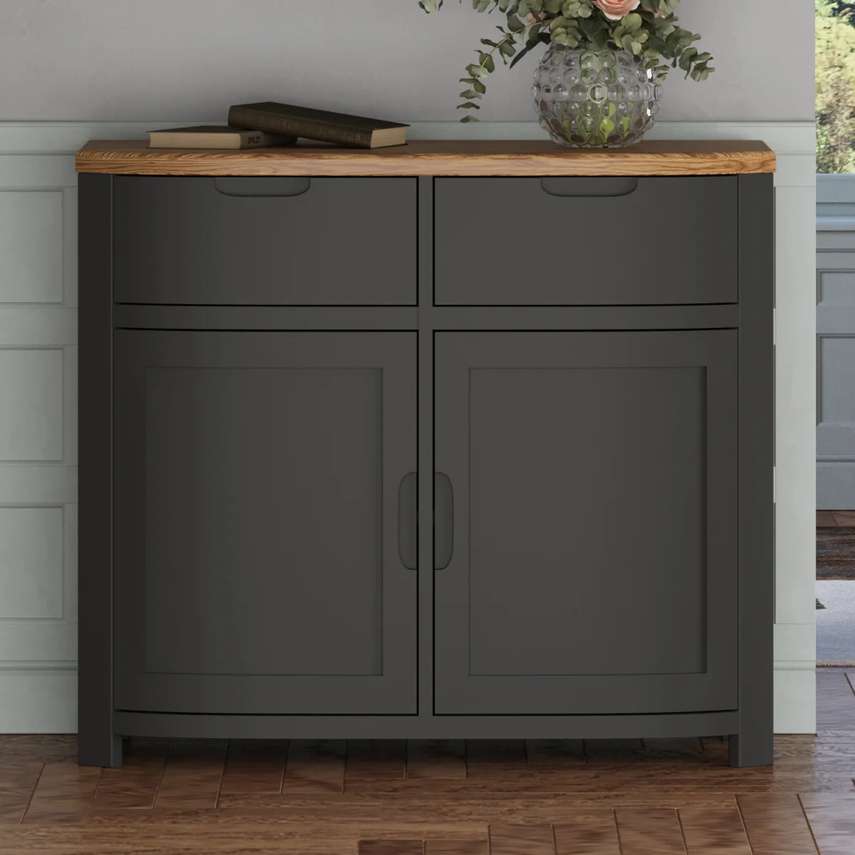 Bradwell Oak and Charcoal Painted Small Sideboard – image 1