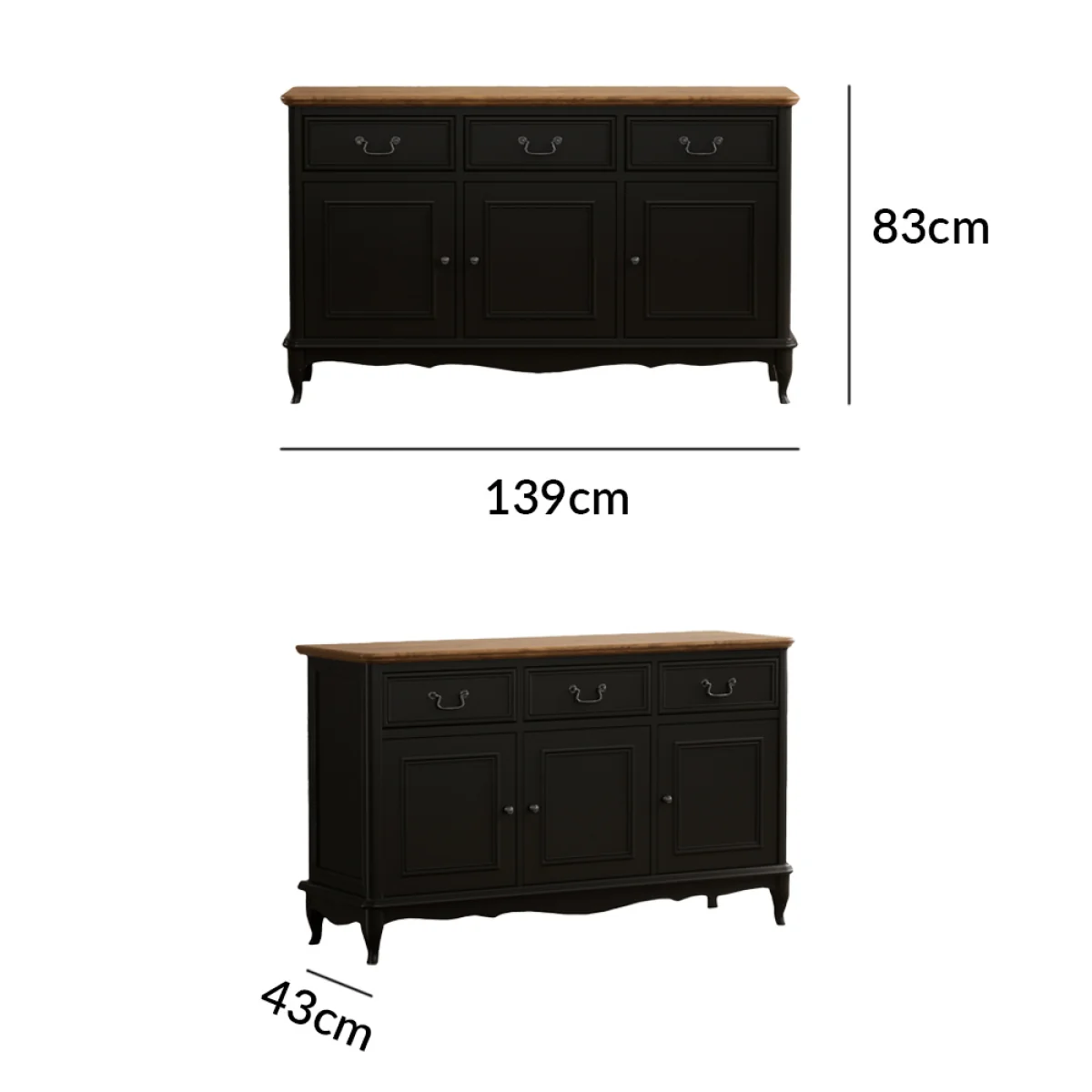 Chateau Noir Oak and Black Painted Large Sideboard – image 15