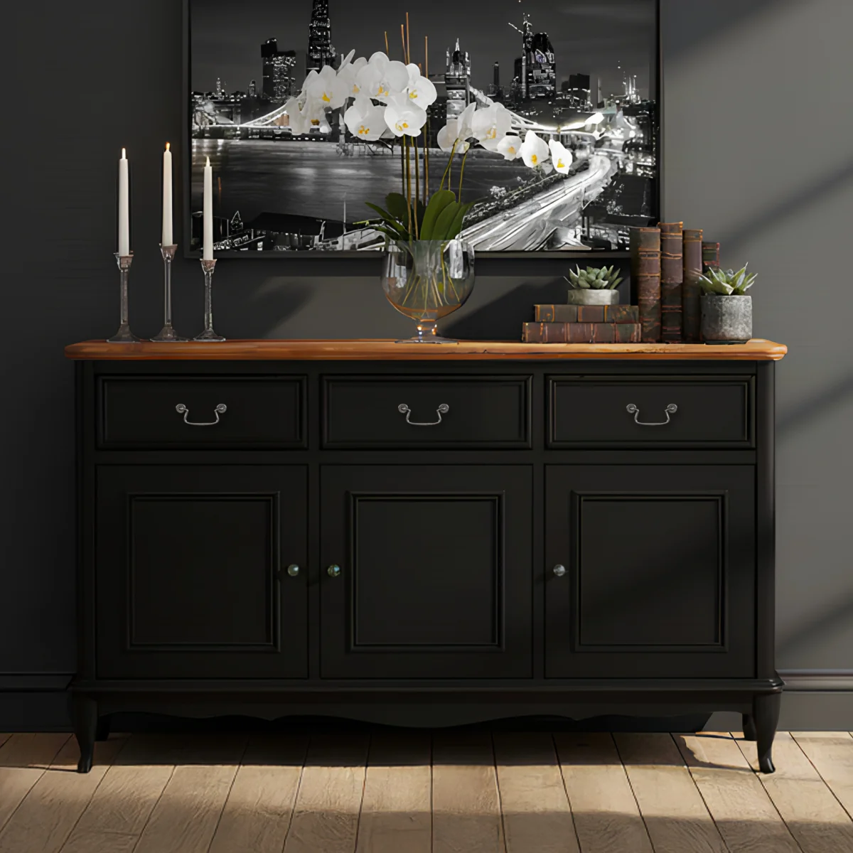 Chateau Noir Oak and Black Painted Large Sideboard – image 3