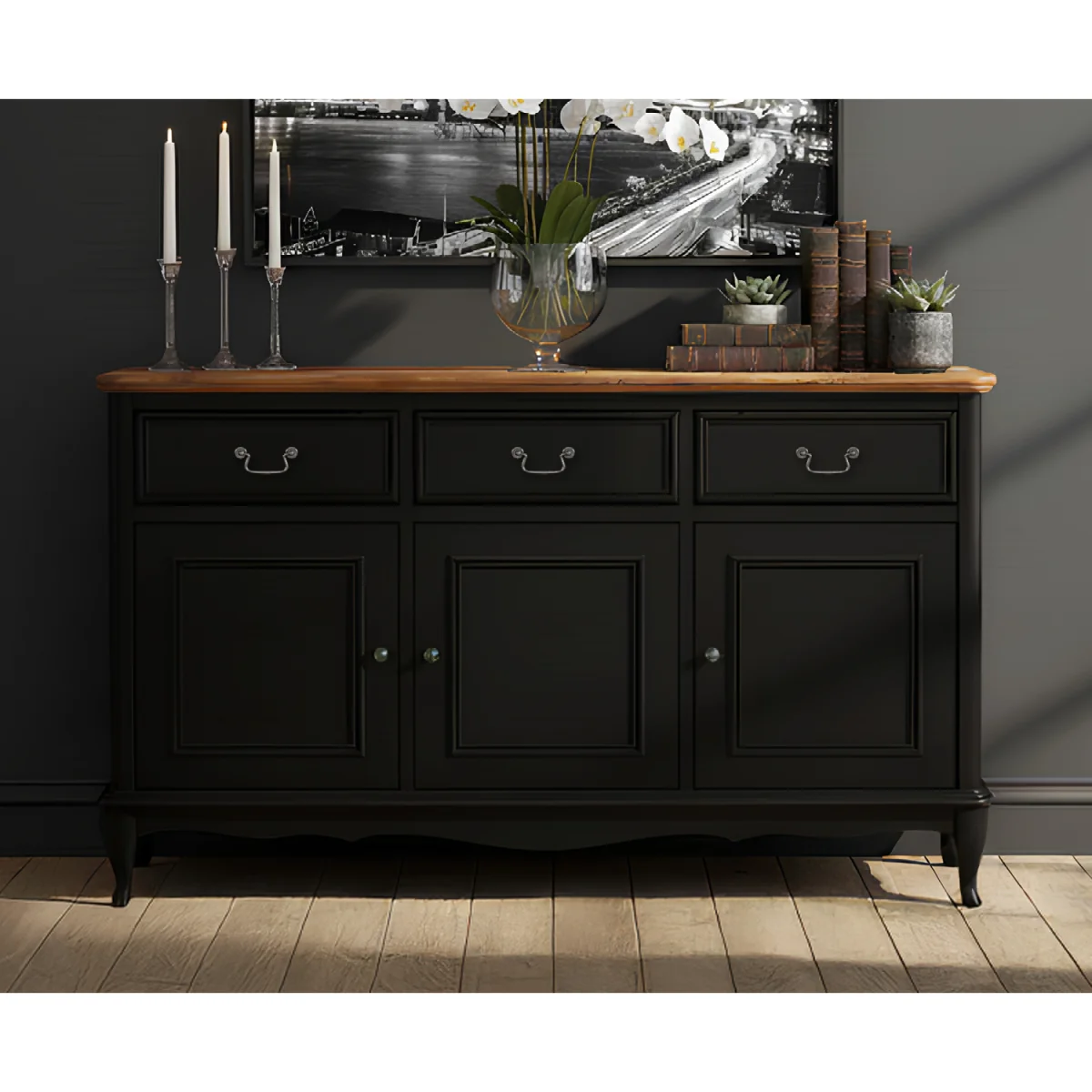 Chateau Noir Oak and Black Painted Large Sideboard – image 4