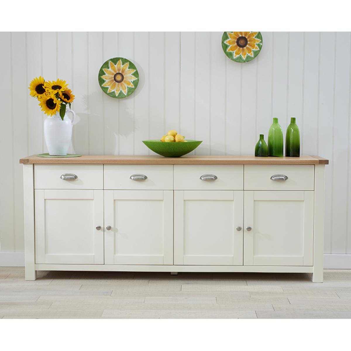 Somerset 4 Door 4 Drawer Oak and Cream Sideboard – image 2
