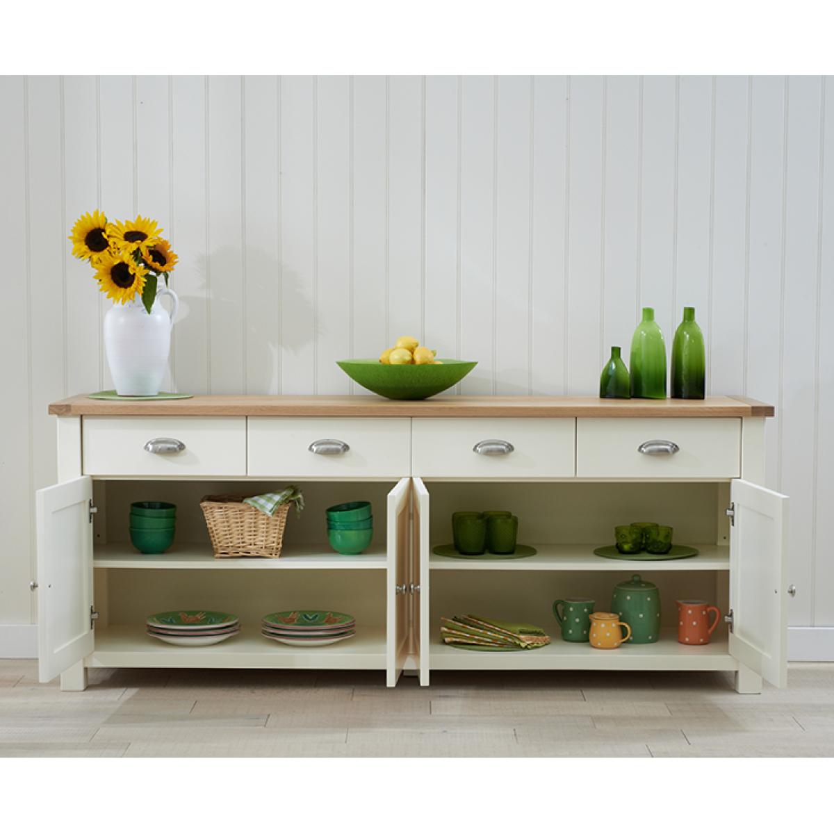 Somerset 4 Door 4 Drawer Oak and Cream Sideboard – image 5