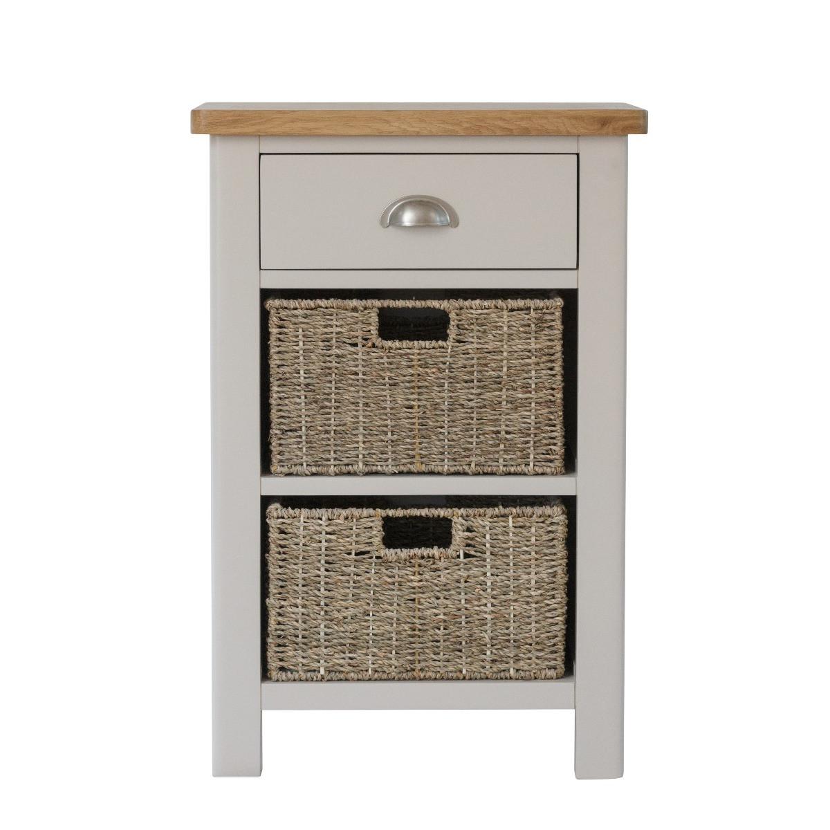 Cole Oak and Truffle Grey 3 Drawer Storage Unit – image 2