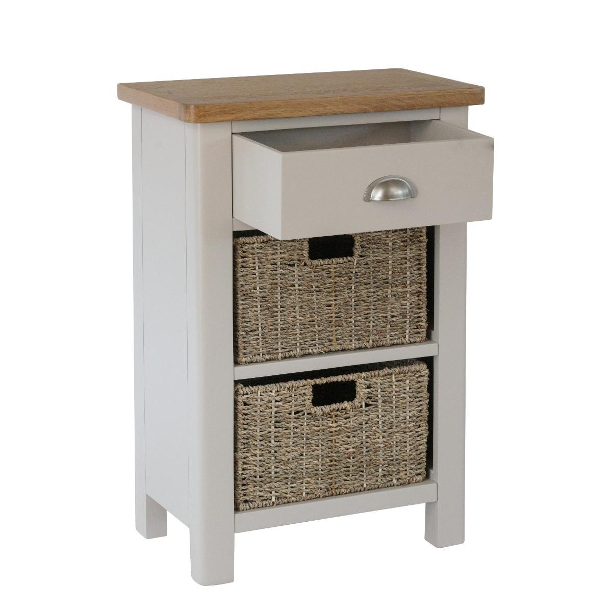 Cole Oak and Truffle Grey 3 Drawer Storage Unit – image 4