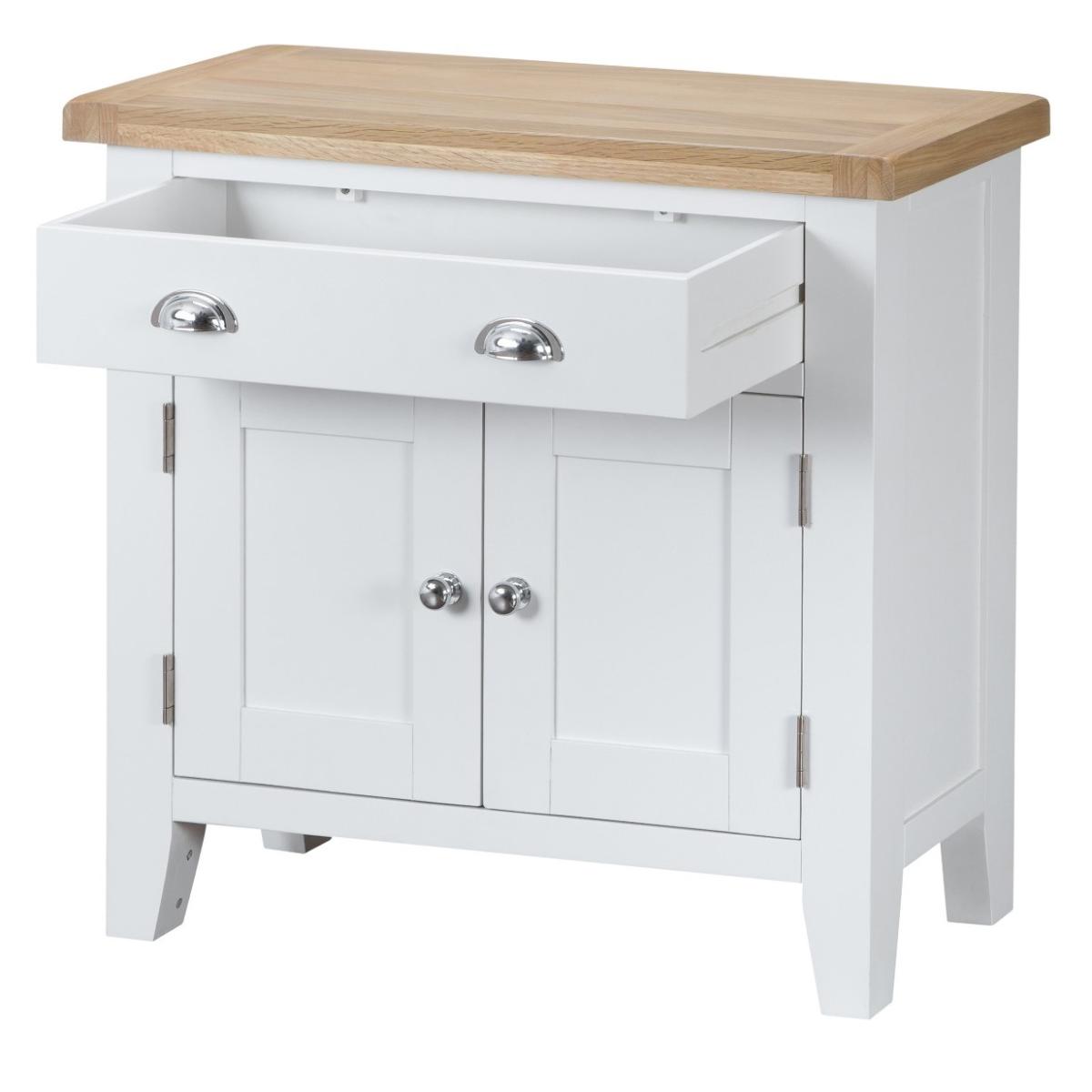 Eden 2 Door 1 Drawer Oak and White Sideboard – image 2