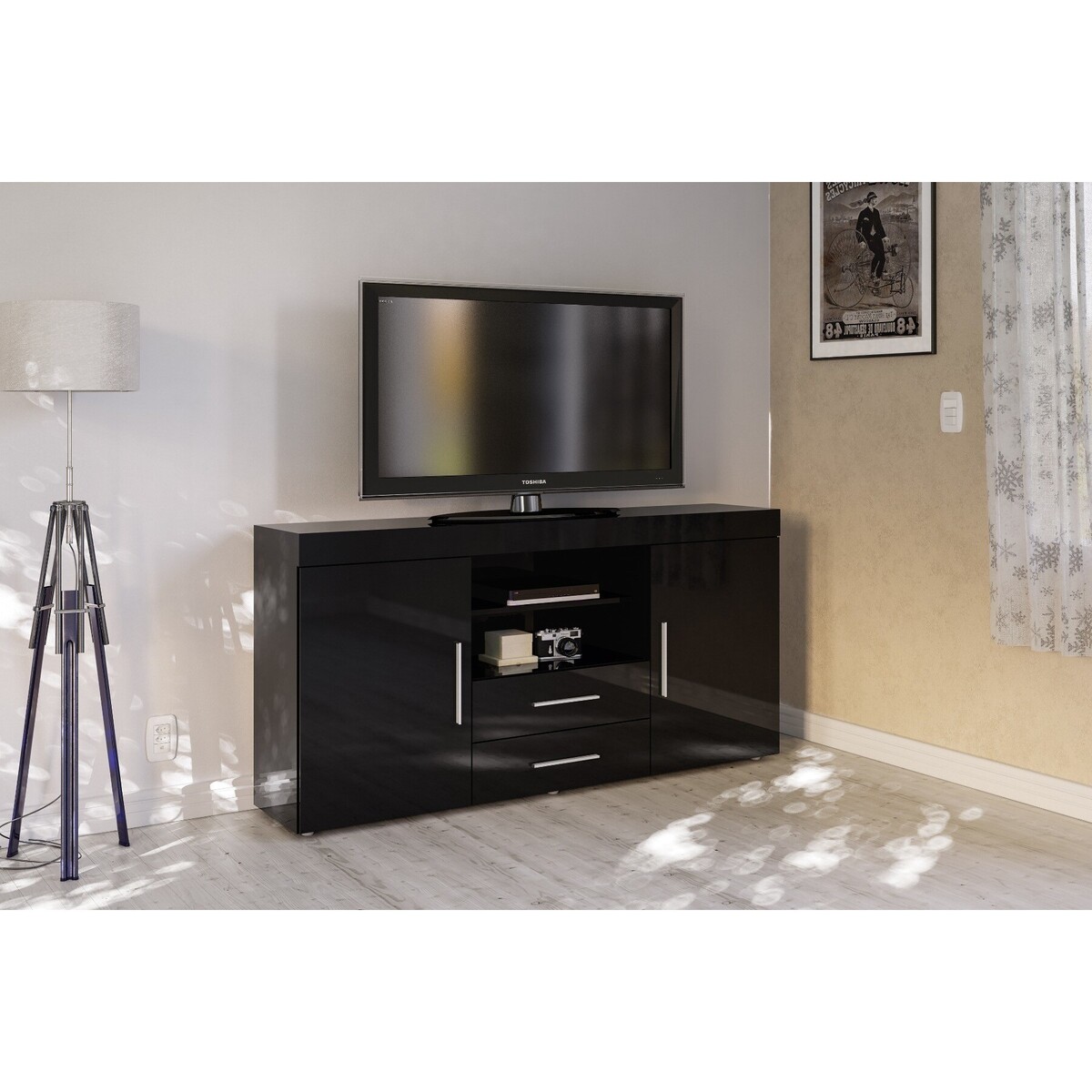 Edmund 2 Door 2 Drawer Black Sideboard – image 3