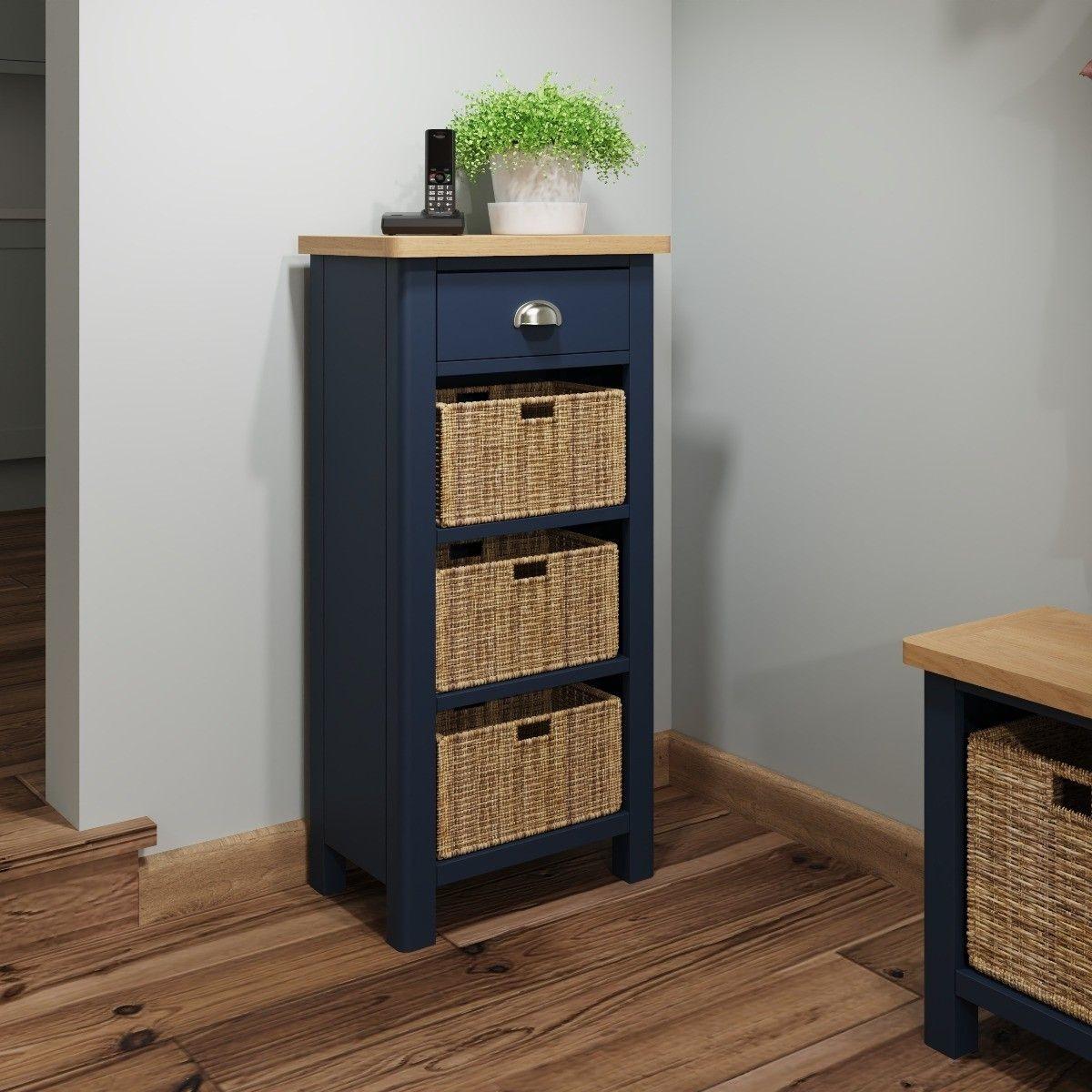 Cole Oak and Blue 4 Drawer Storage Unit – image 1