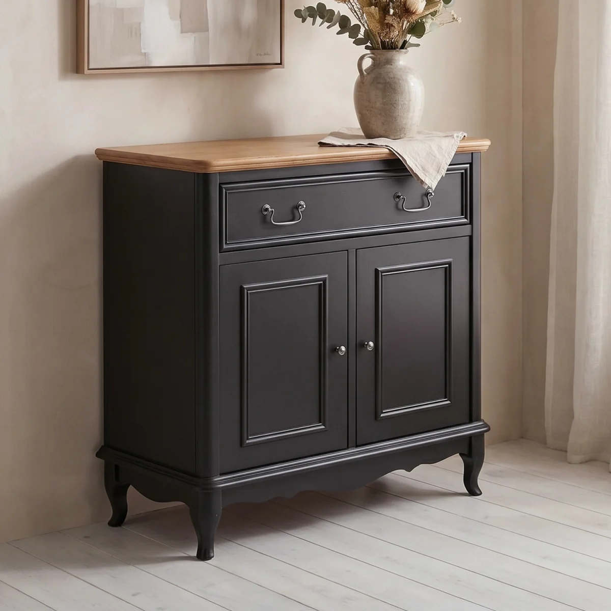 Chateau Noir Oak and Black Painted Small Sideboard – image 2
