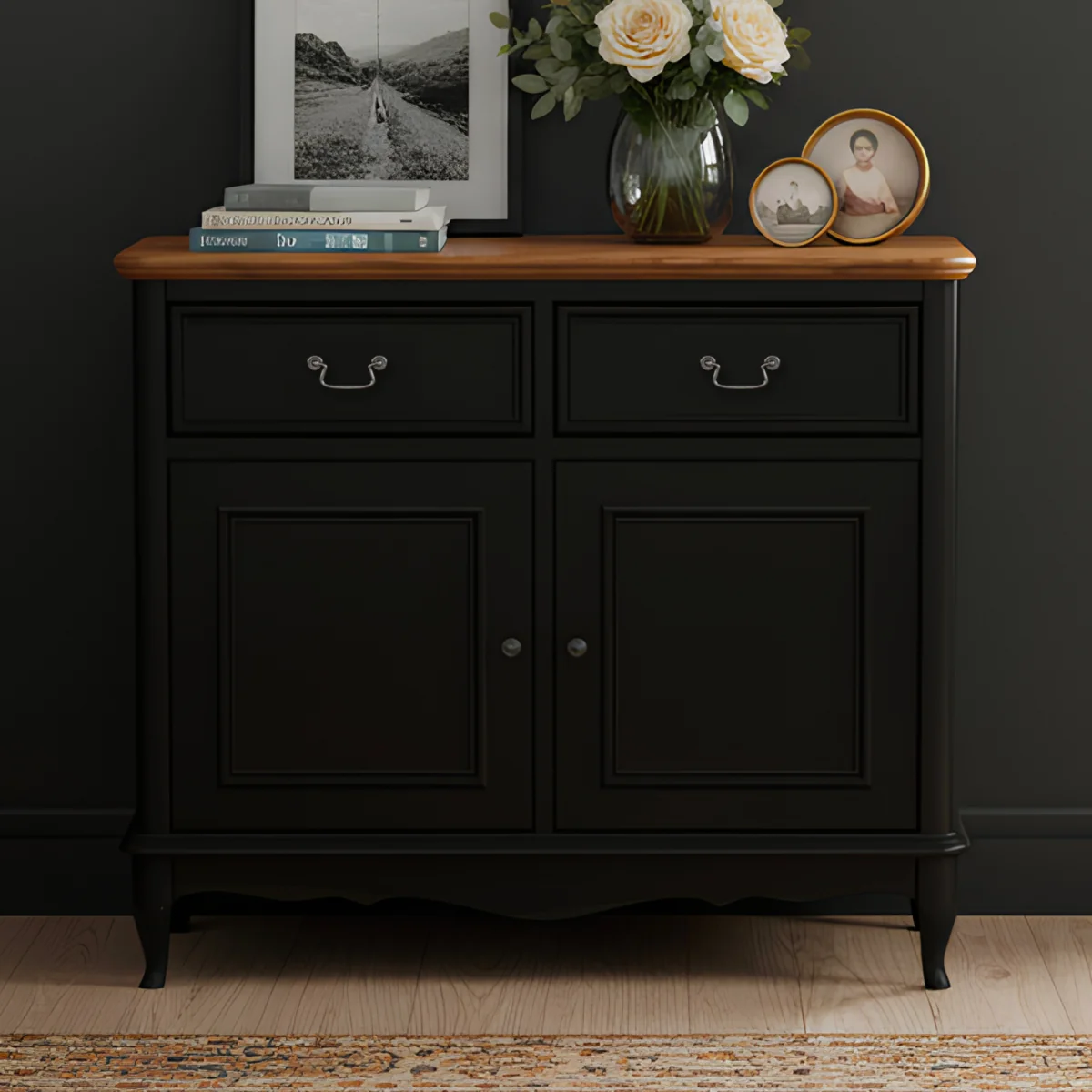 Chateau Noir Oak and Black Painted Small Sideboard – image 3
