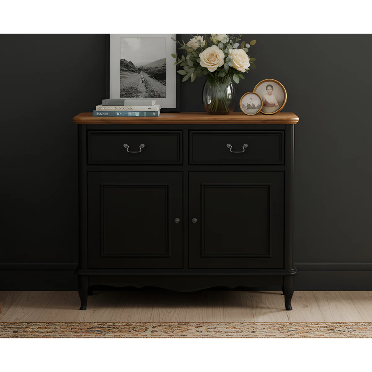 Chateau Noir Oak and Black Painted Small Sideboard – image 4